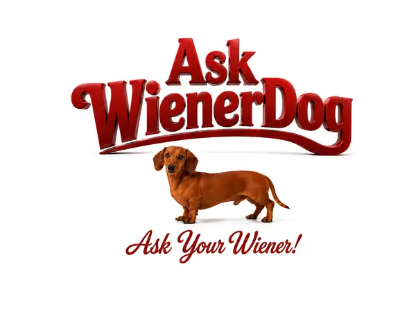 Ask WienerDog logo with Cannoli the dachshund and the tagline Ask Your Wiener!